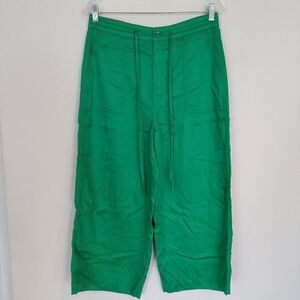 Mario Serrani Green Wide Leg Lyocell Crop Pants Size Meduim NWT